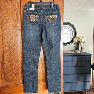 So Brand Girls’ Cheetah-Detail Jeans So Brand Size 14 | NWT Adj Waist Denim